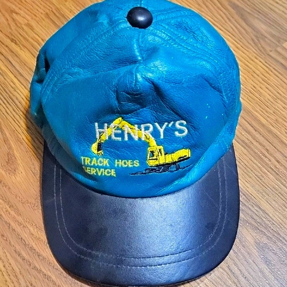 HENRYS TRACK HOES SERVICE Other - Vintage Leather HENRYS TRACK HOES SERVICE Truck Hat Cap